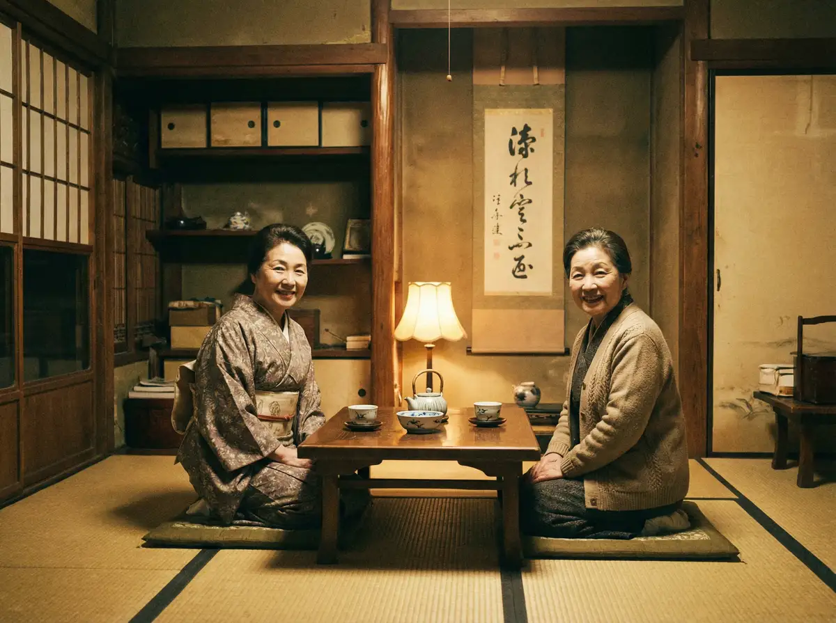 两位优雅的 四虎 | 四虎电影资源站 - 四虎官方入口在线播放 在日式茶室中品茶交谈
